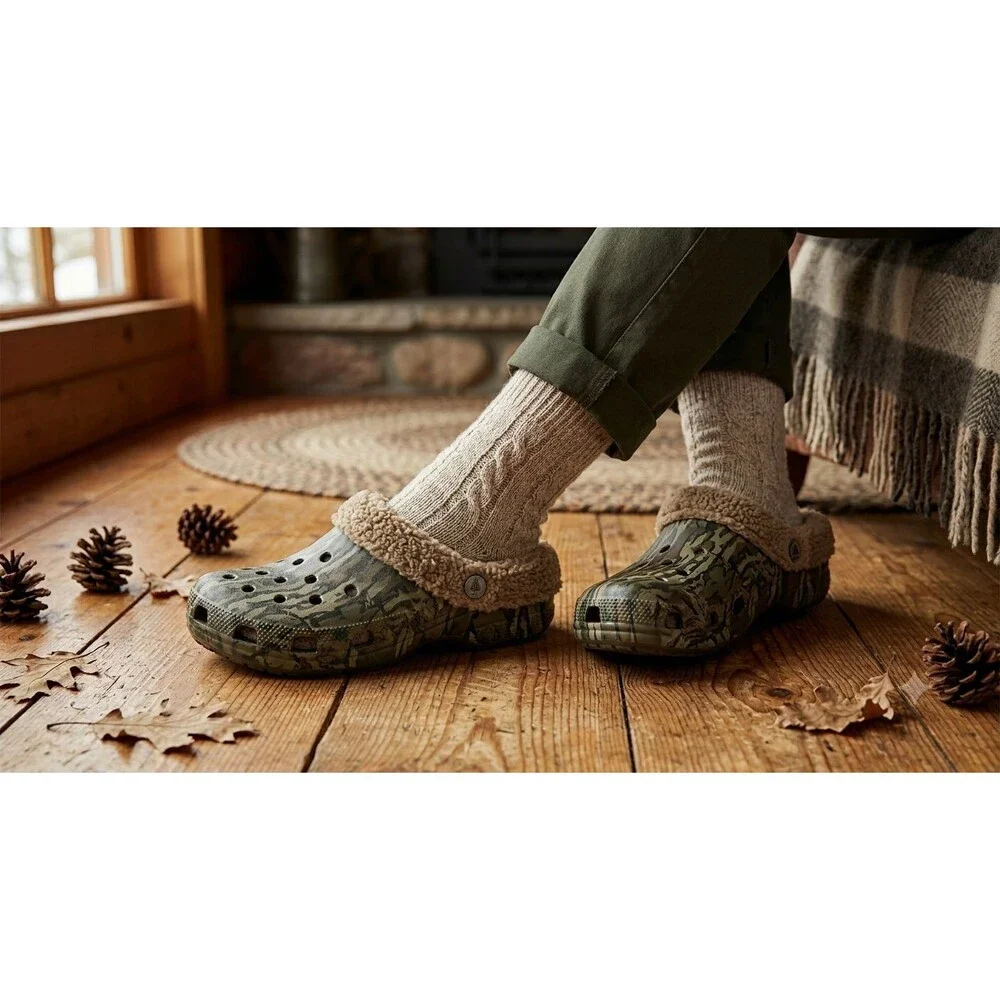 Dawgs Men’s 10/11 Fleece Lined Mossy Oak Camo Clogs NWT Warm Comfort Slip On